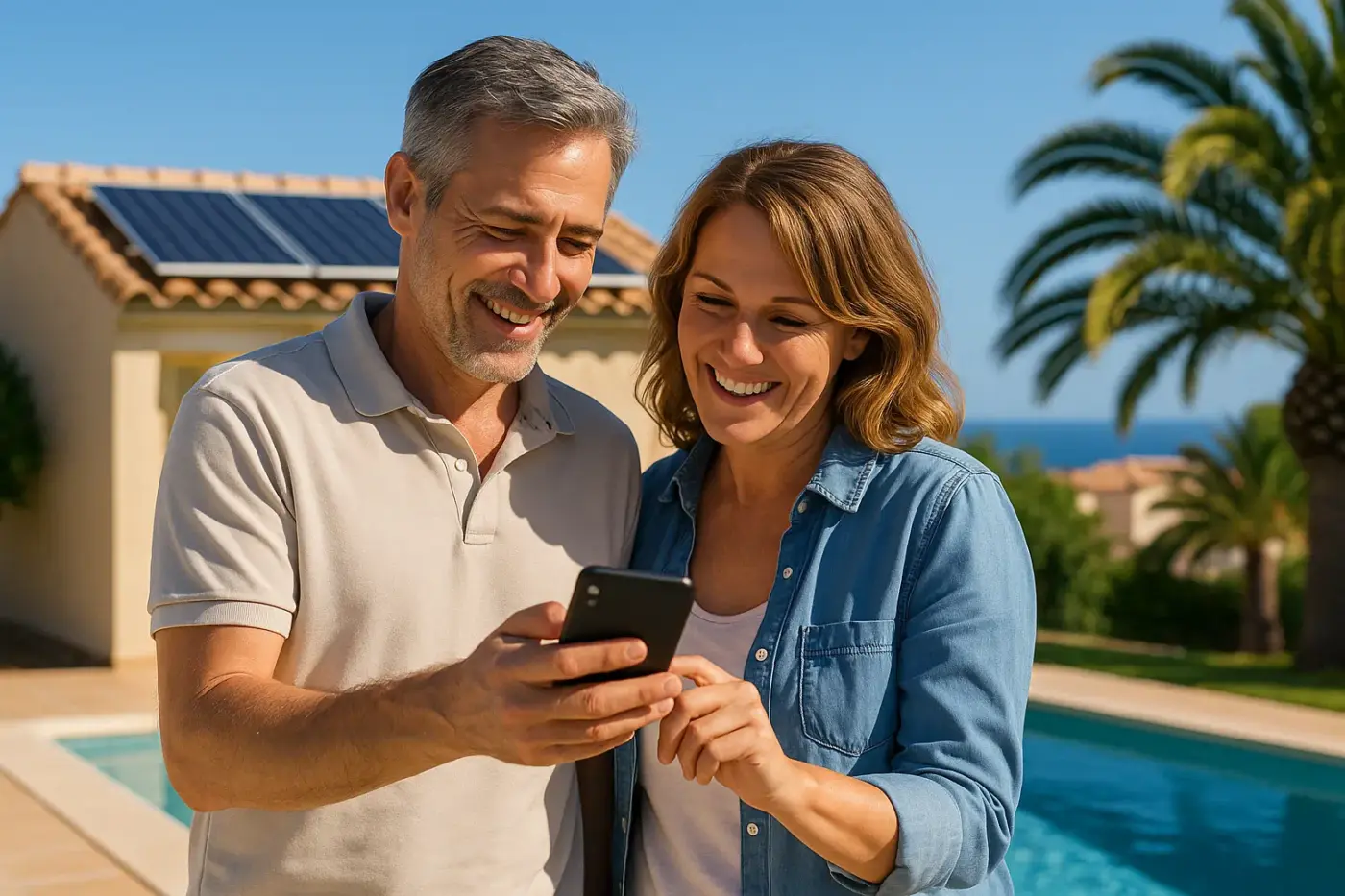 Das Ehepaar freut sich darüber, ihre Stromkosten dank ihrer neuen Photovoltaik-Anlage zu senken.